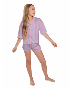 Sunshine Society Kids Silky Cotton Candy Short Sleeve Short Pajama Set