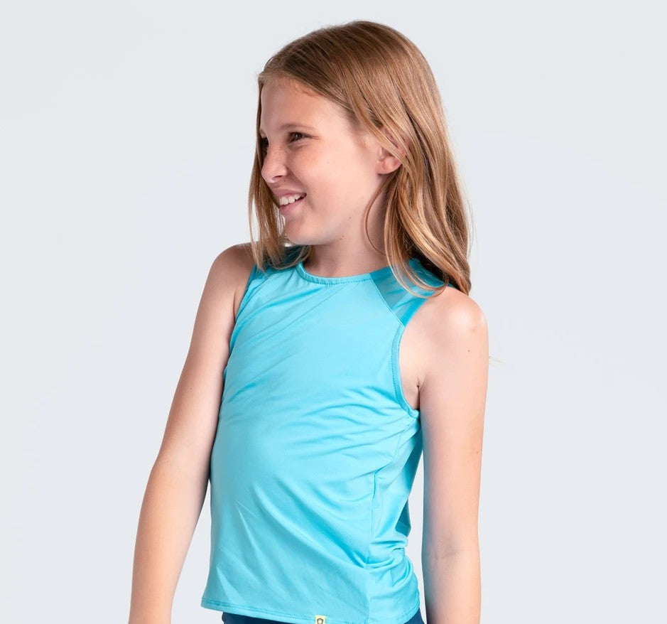 Lucky in Love Lil' Lanes Skirt, White Blue with Tie Break Top in Parrot, XXS