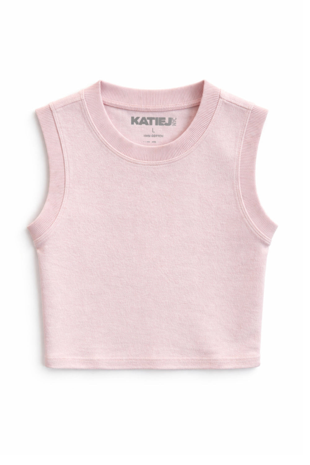 KatieJ Tucker Terry Muscle Tank, Baby Pink