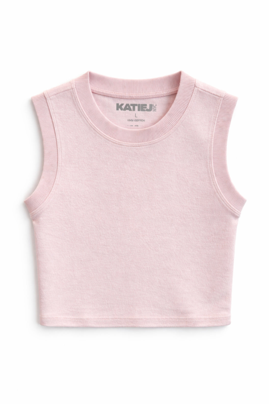 KatieJ Tucker Terry Muscle Tank, Baby Pink
