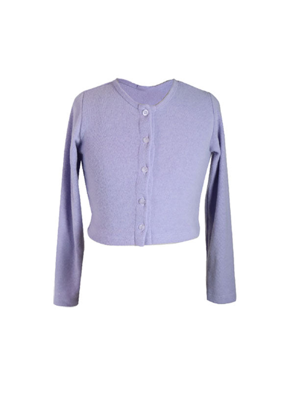 fbz Hacci Button Down Long Sleeve Cardigan, Lavender