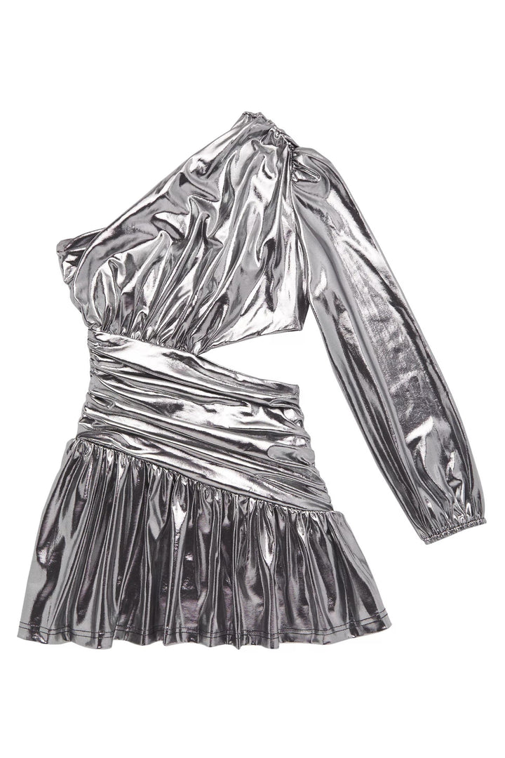 KatieJ Valentina Asymetrical Longsleeve Dress, Gunmetal