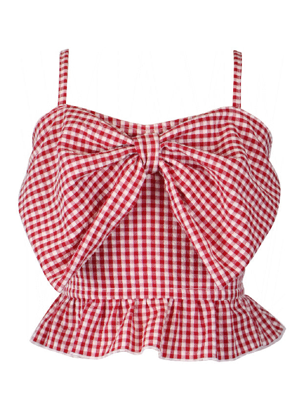 Red Gingham Bow Top