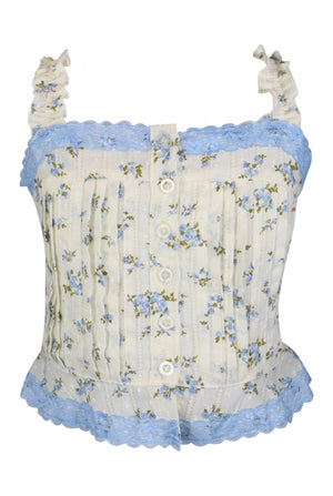 fbz Cream & Blue Floral Top