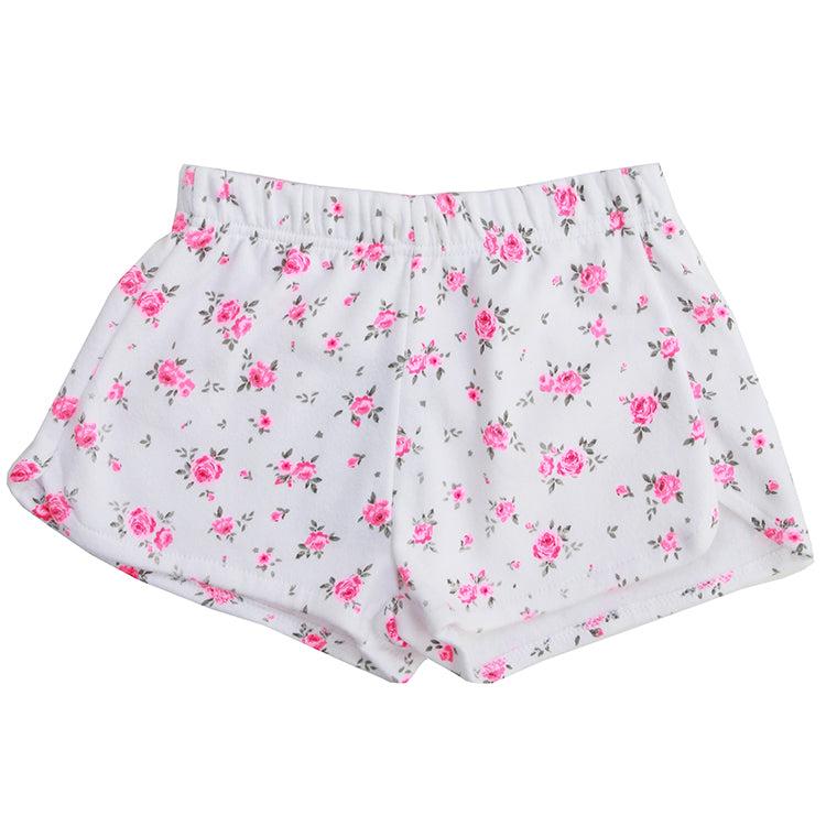 fbz Pink Flower Liberty Lightweight Fleece Shorts