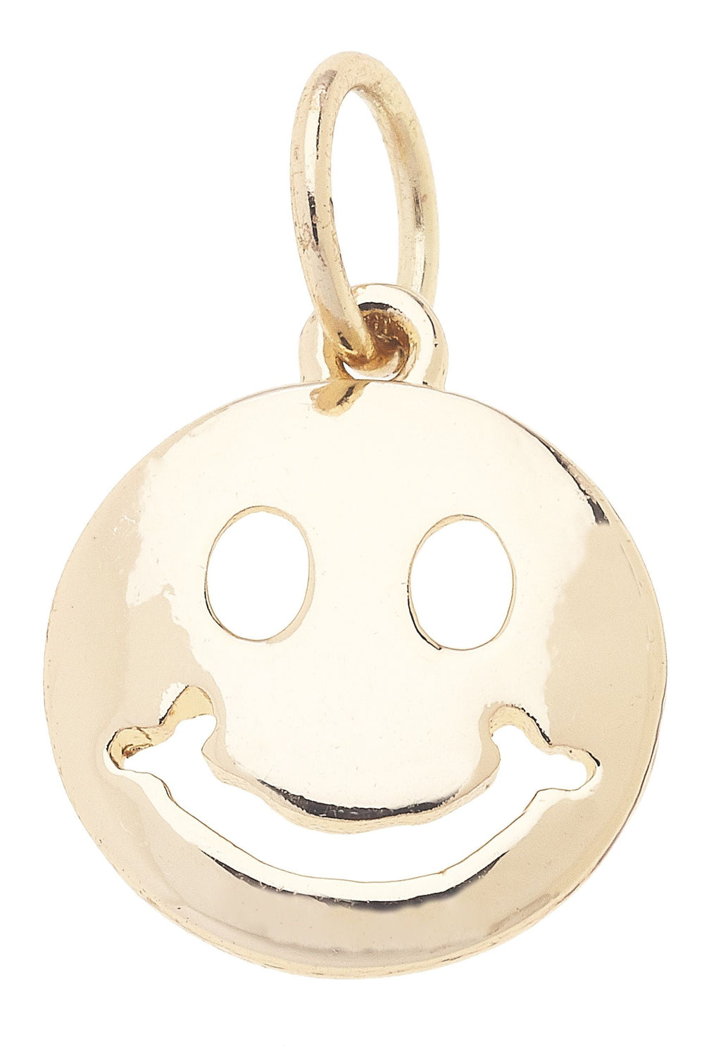 Canvas Style Smiley Face Charm, Shiny Gold