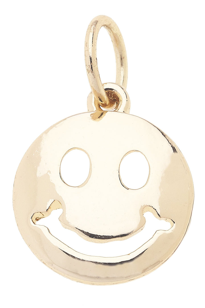 Canvas Style Smiley Face Charm, Shiny Gold