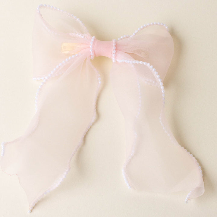 The Darling Effect Sheer Pearl Hair Bow