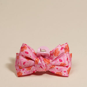 The Darling Effect Mini Satin Bow Claw Clip, Poppin' Petals Hot Pink