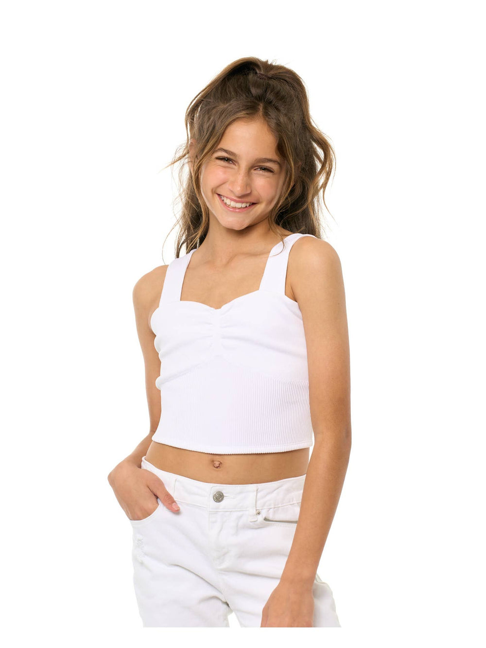 Malibu Sugar Seamless Ribbed Wide Strap Cami for Tweens