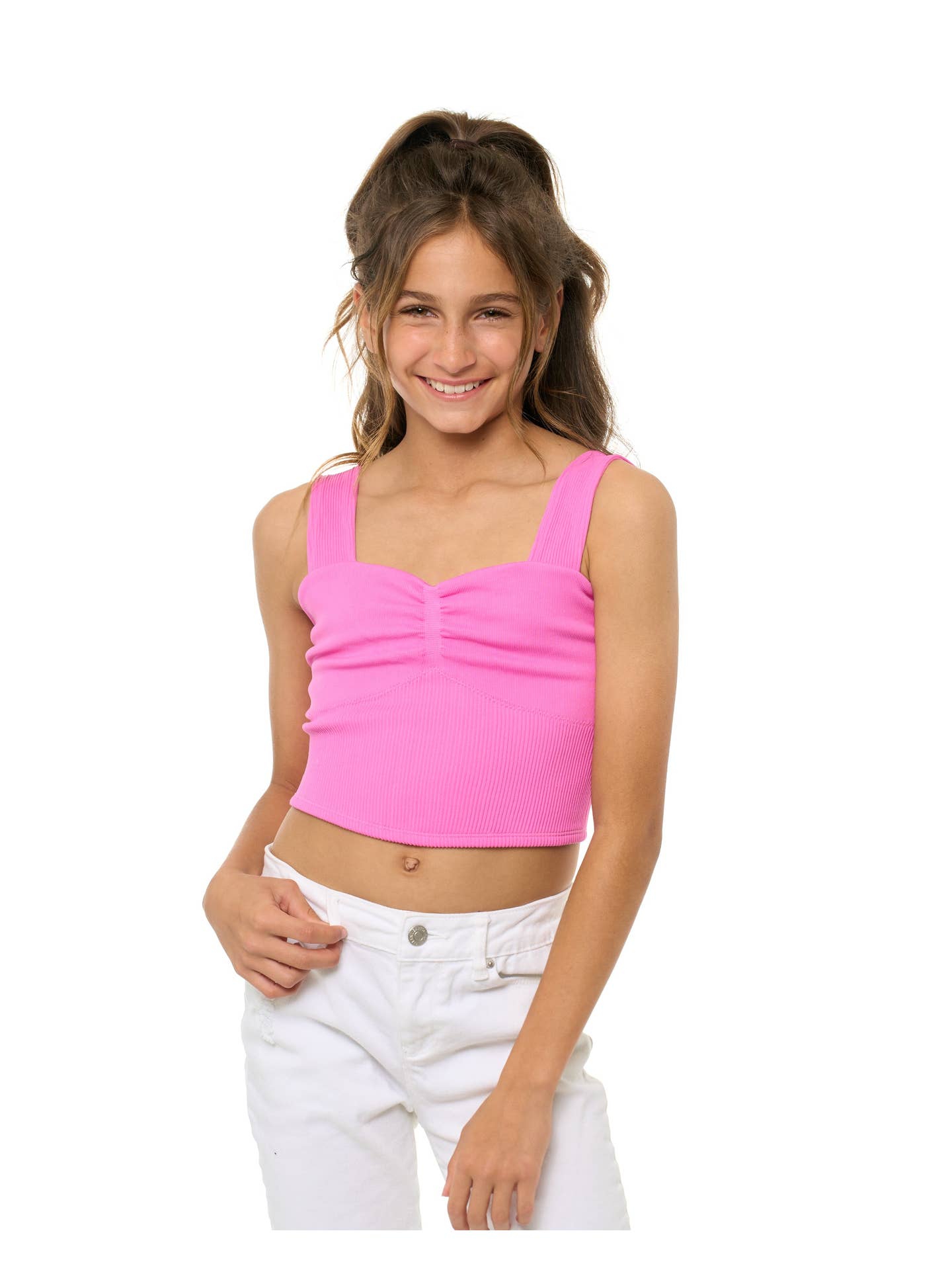 Malibu Sugar Seamless Ribbed Wide Strap Cami for Tweens