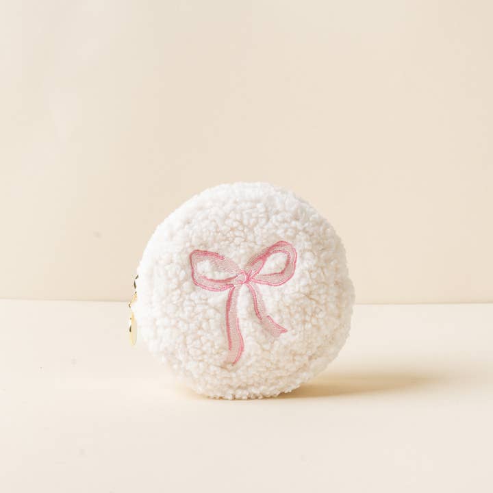 The Darling Effect Teddy Circle Pouch, Pink Bow