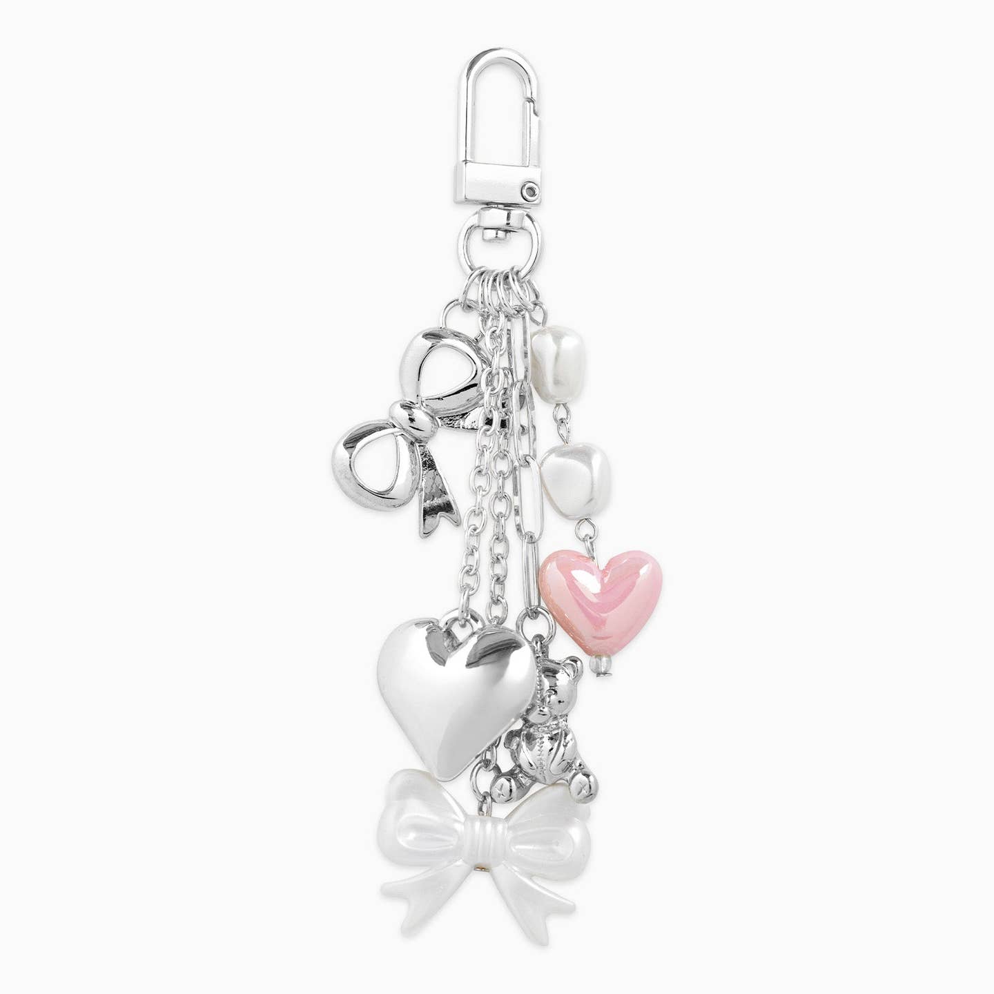 Multi Line Puff Heart Bear Bag Charm