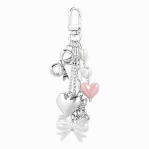 Multi Line Puff Heart Bear Bag Charm