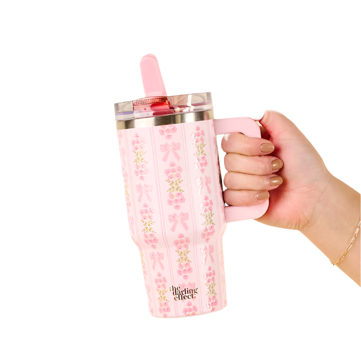 The Darling Effect 20 oz Lifestyle Flip Straw Tumbler, Oh So Fancy Pink
