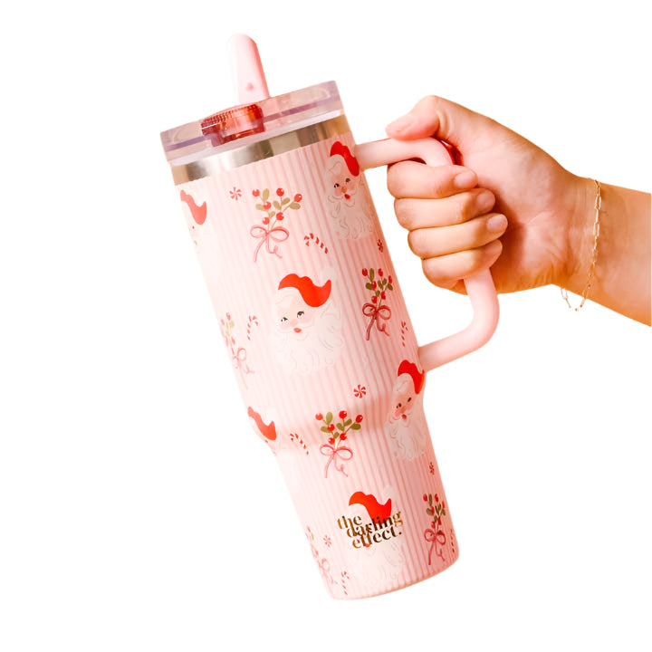 The Darling Effect 40 oz Lifestyle Flip Straw Tumbler, Holly Jolly Santa