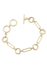 Canvas Style Lilah Multi-Charm Toggle Bracelet Base, Shiny Gold