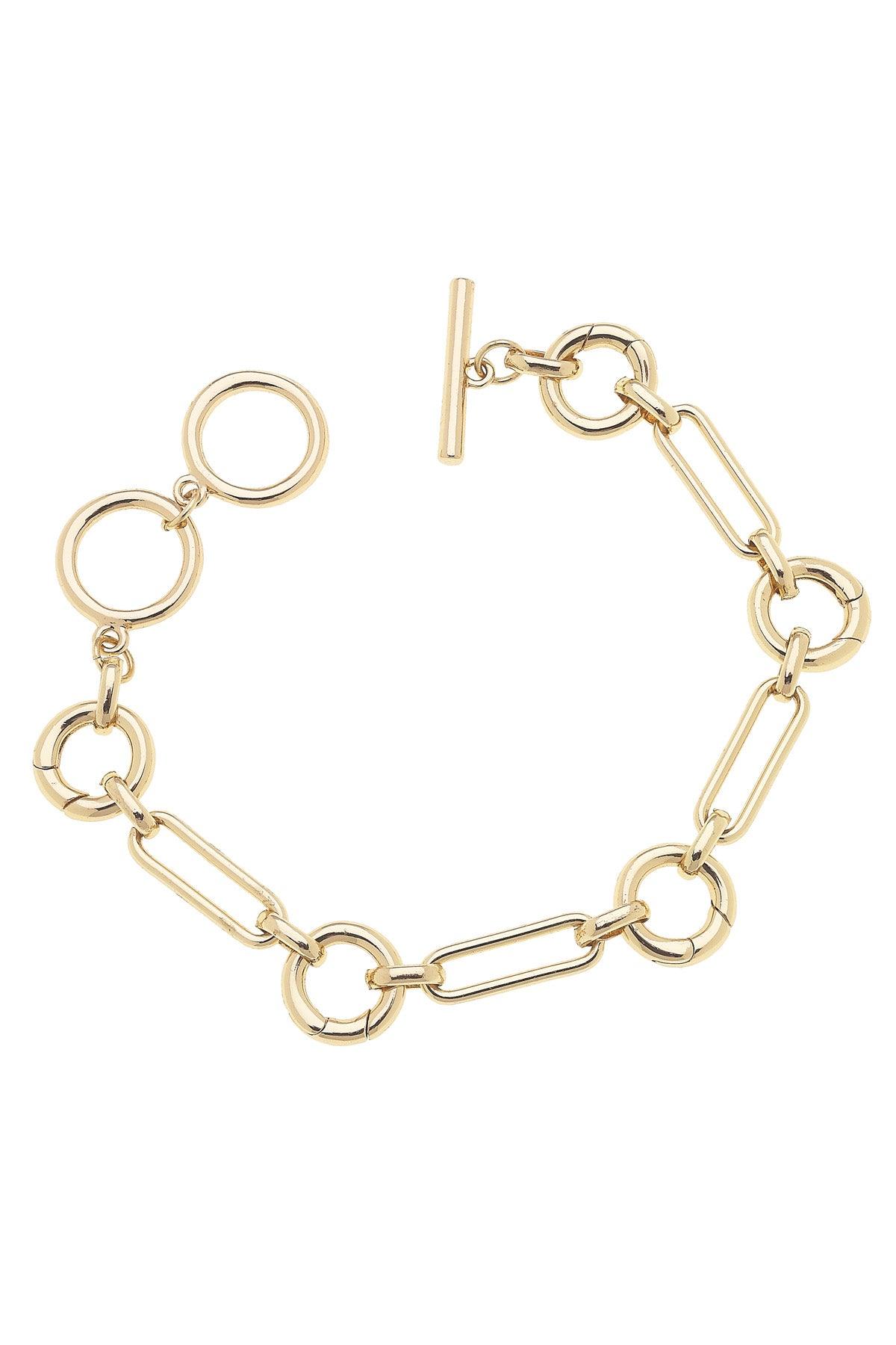 Canvas Style Lilah Multi-Charm Toggle Bracelet Base, Shiny Gold