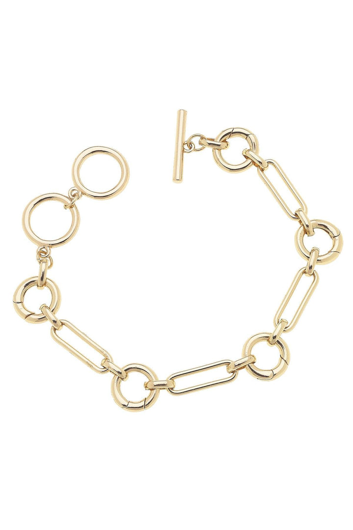 Canvas Style Lilah Multi-Charm Toggle Bracelet Base, Shiny Gold