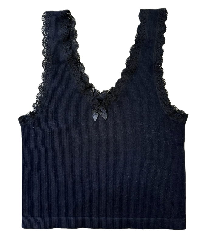 Suzette Lace Trim Tank with Bow