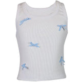 fbz Blue Bows Ribbed Tank