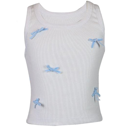 fbz Blue Bows Ribbed Tank
