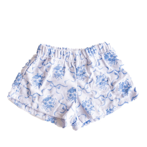 fbz Blue Bow Toile Lightweight Fleece Shorts