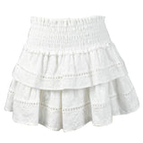 fbz White Floral Embroidered Lace Line Eyelet Skirt