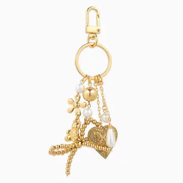 Romantic Whimsy Vintage heart & Pearl bag Charm