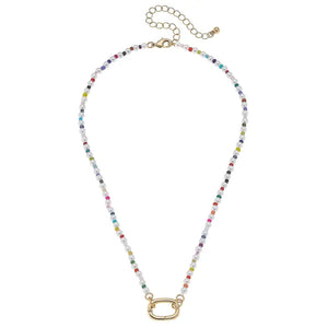 Mini Mazie Rainbow Pearl Charm Necklace Base in Ivory