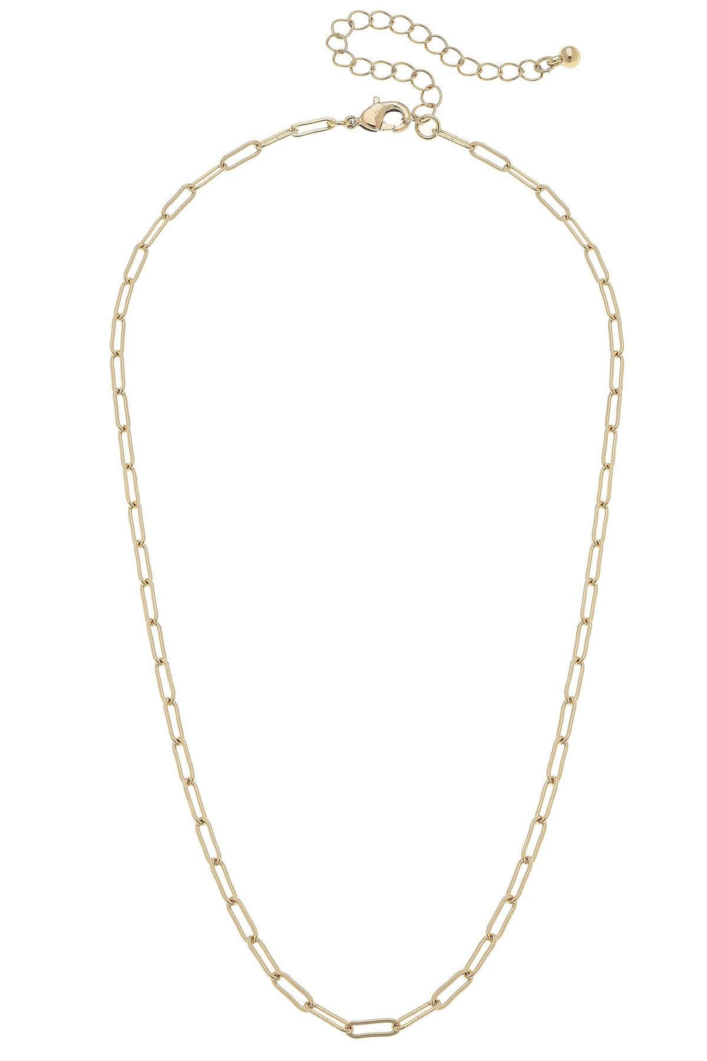 Canvas Style Celia Paperclip Chain Charm Necklace Base, Shiny Gold