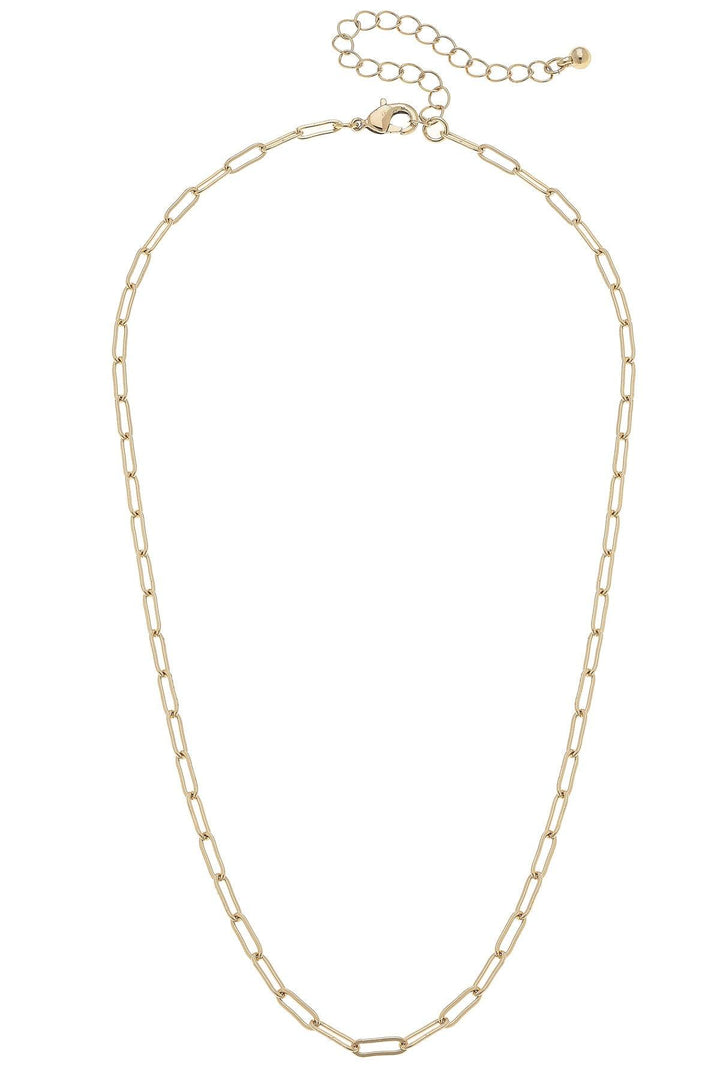 Canvas Style Celia Paperclip Chain Charm Necklace Base, Shiny Gold