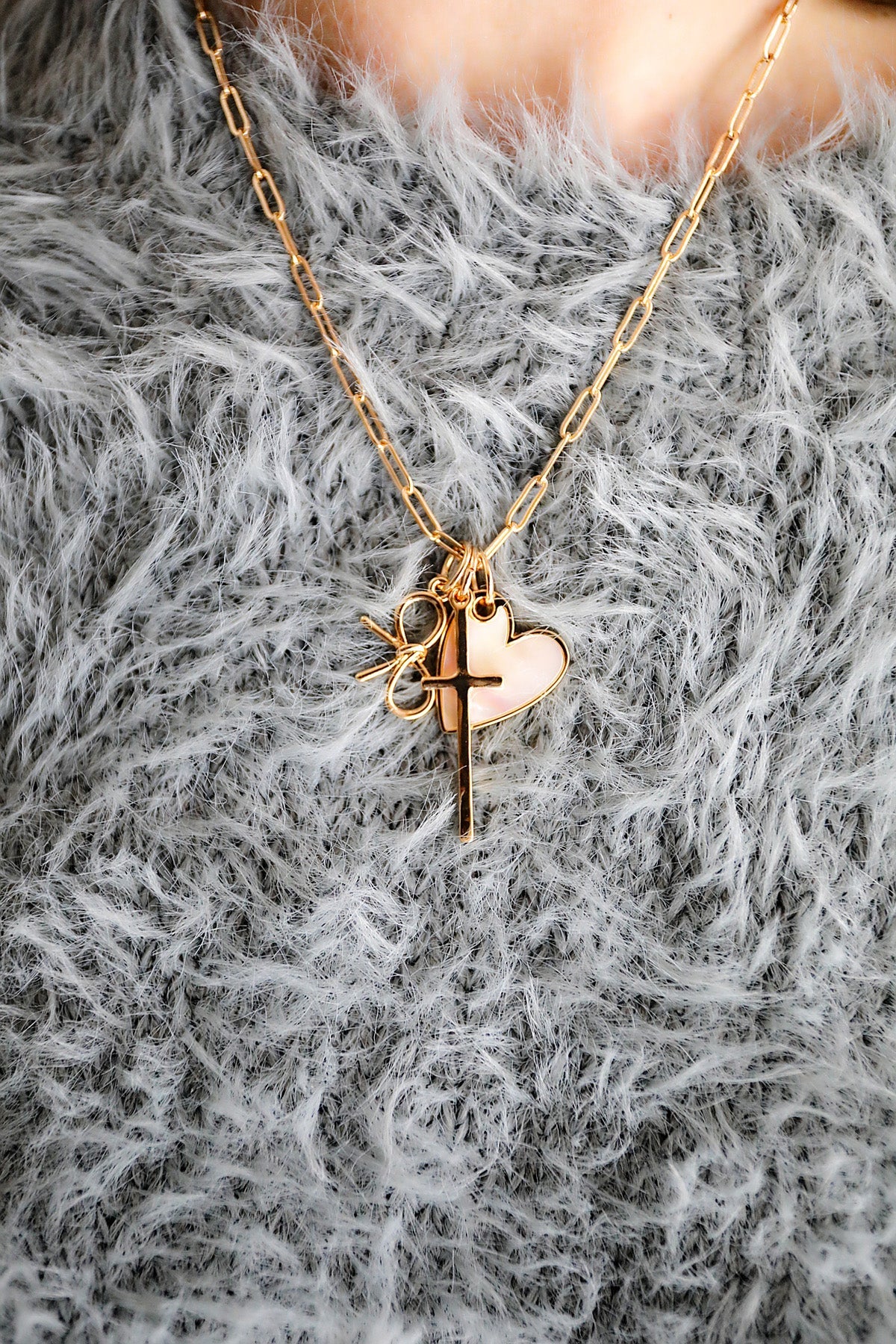 Canvas Style Celia Paperclip Chain Charm Necklace Base, Shiny Gold