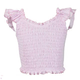 fbz Pink Pastel Eyelet Flutter sleeve Top