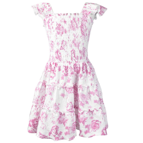 fbz Pink Toile Cap Sleeve Dress