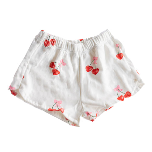 fbz White All Over Cherry Lightweight Fleece Shorts
