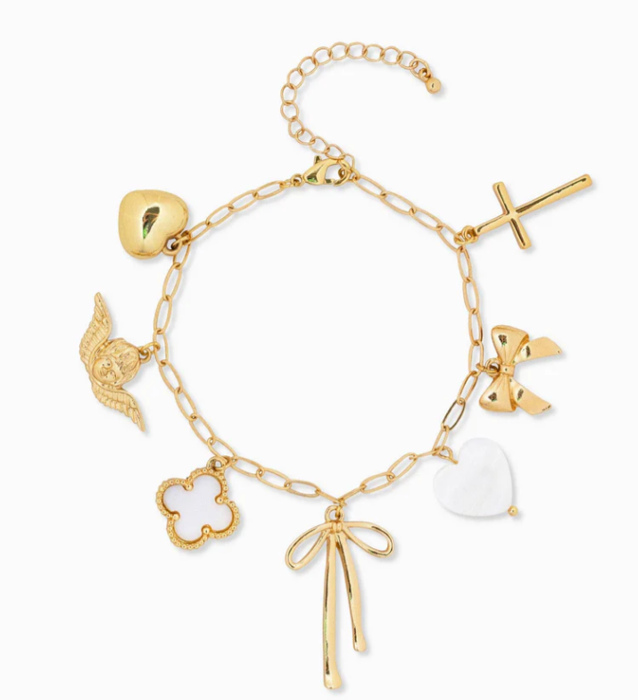 Chunky Bow Multi Gold Charm Bracelet