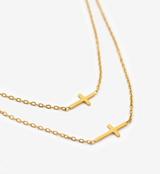 2 Layered Cross Necklace, Stainless