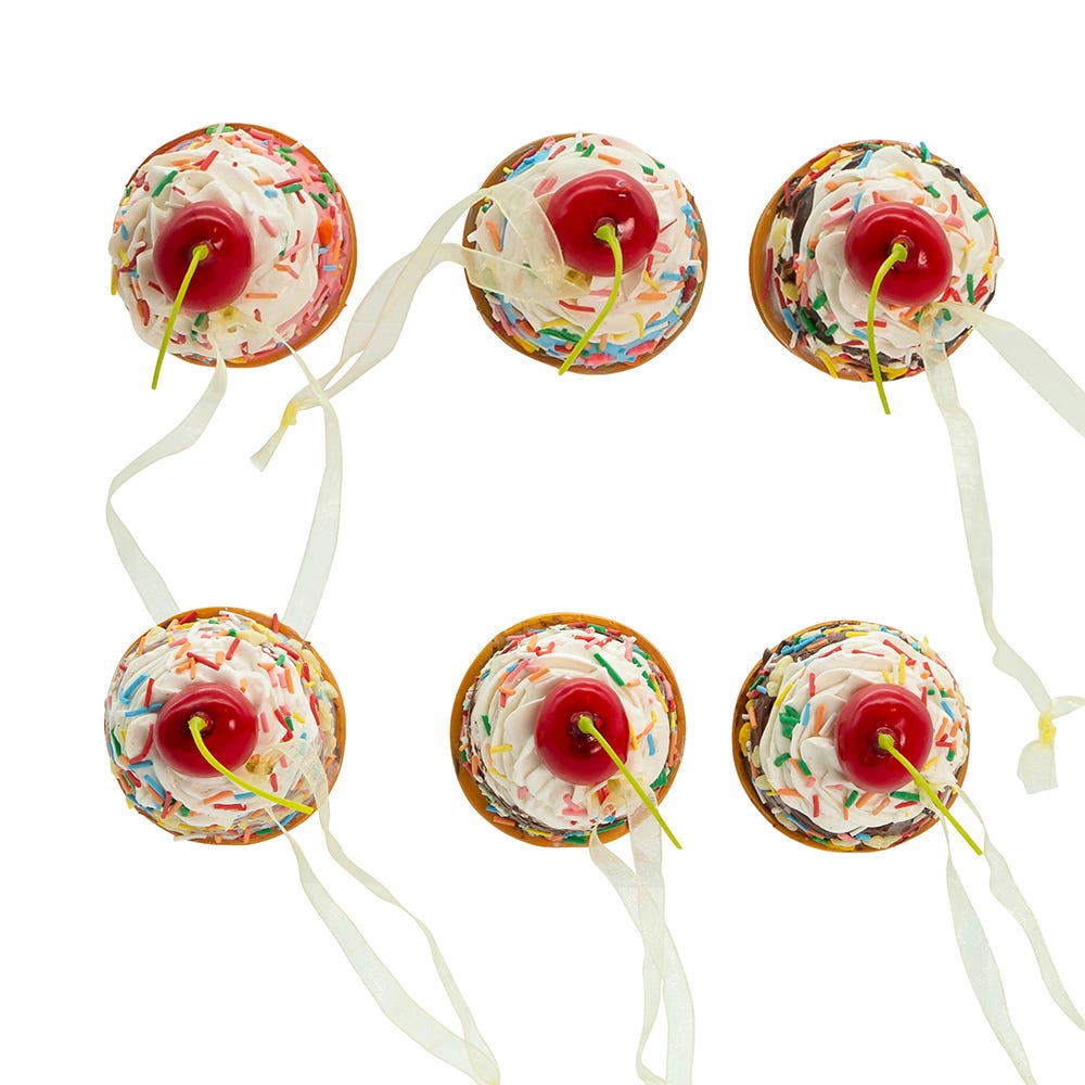 Kurt Adler Foam Ice Cream Cone Ornaments, 6 Assorted