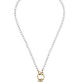Teddy Pearl Beaded Charm Necklace Base in Ivory
