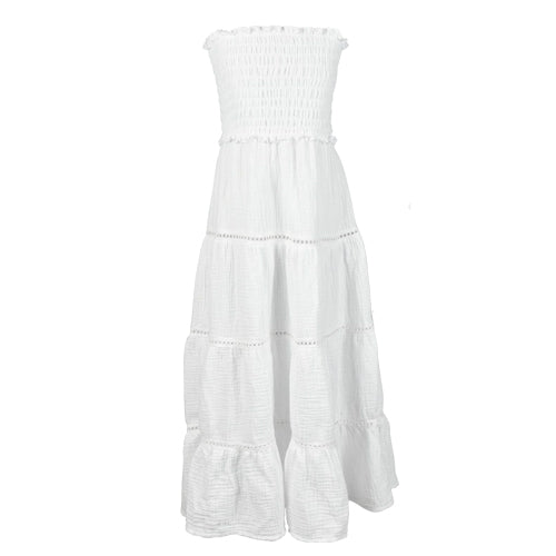 fbz White Cheesecloth Maxi Dress