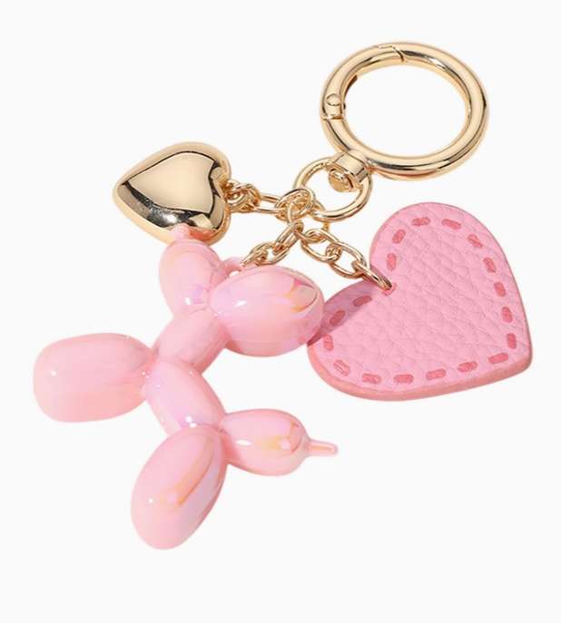 Balloon Dog with Heart Bag Charm