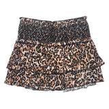 Dominique Smocked Waist Ruffle Skort, Leopard