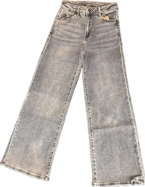 tractr Embroidered Bow Wide Leg Jean
