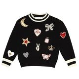 Mini Dreamers Emma Patch Sweater, Black