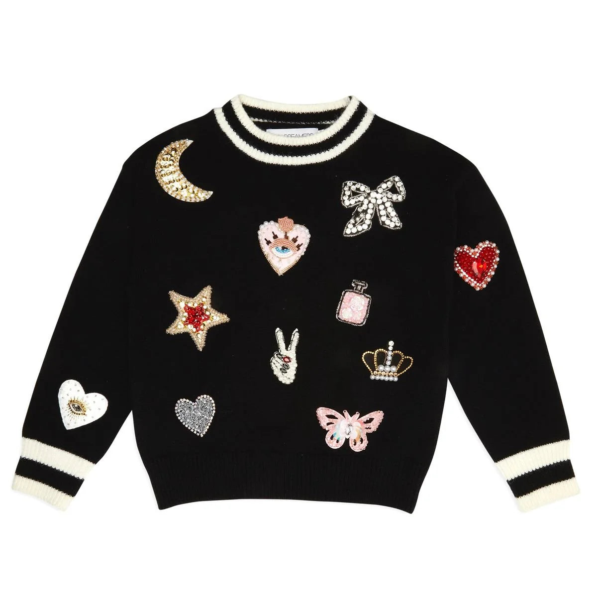 Mini Dreamers Emma Patch Sweater, Black