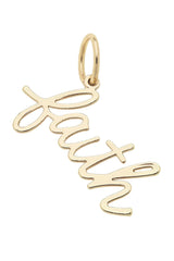 Canvas Style "Faith" Cursive Script Charm, Shiny Gold