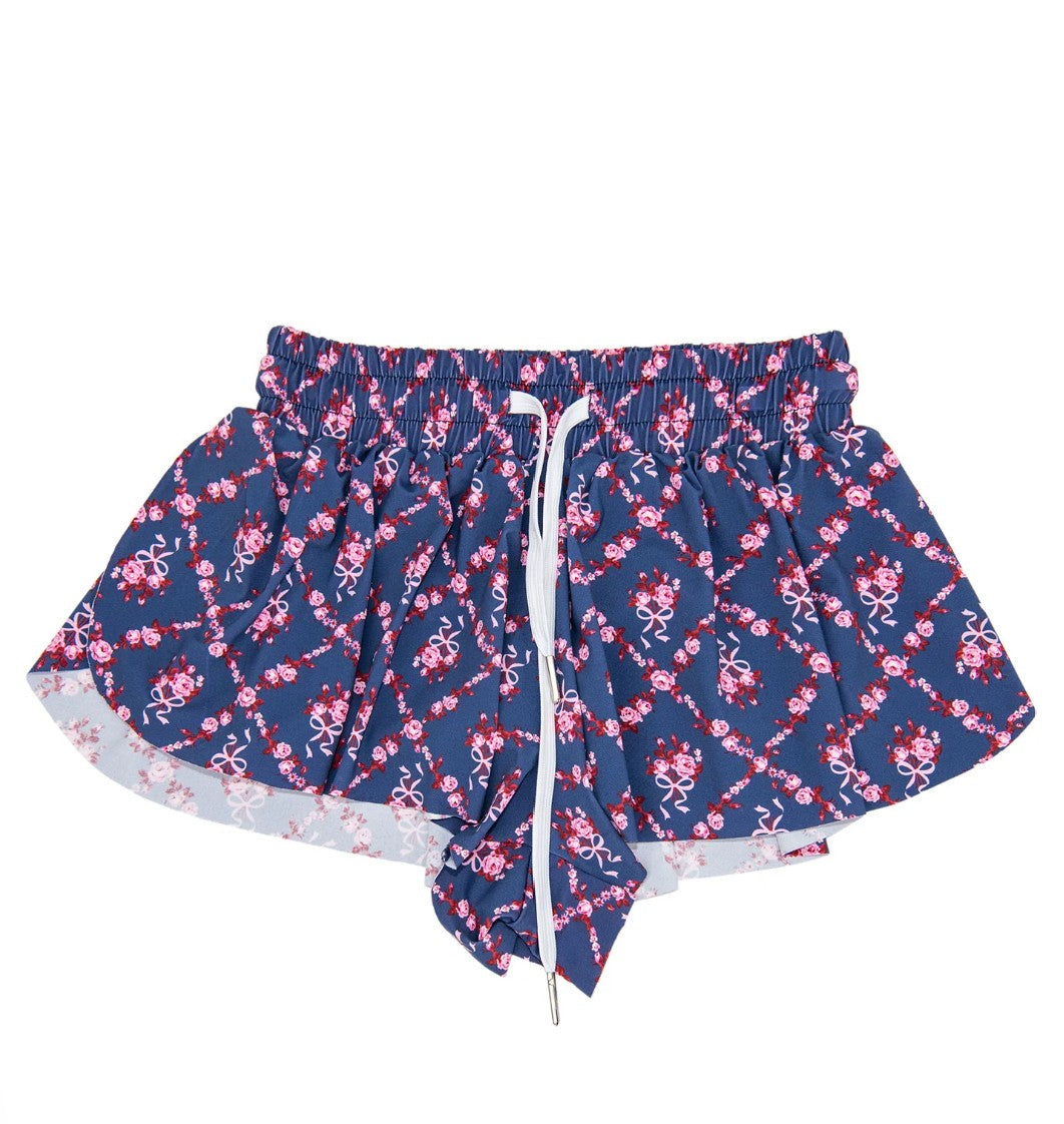 KatieJ Farrah Shorts, Sailboat Trellis Floral