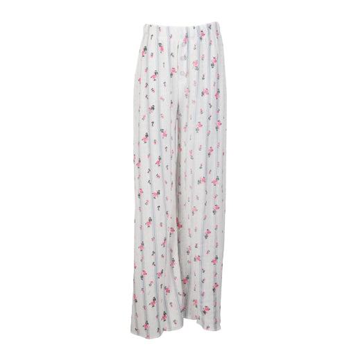 fbz Pink Floral Rose Stripe Pointelle Cotton Pants
