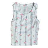 fbz Pink Flower Rose Stripe Pointelle Cotton Tank